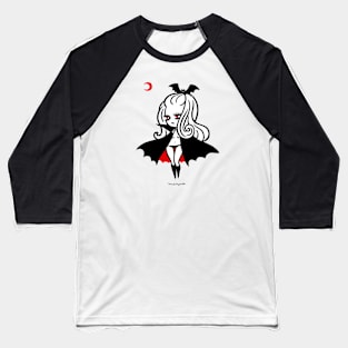 Vampire Girl White Baseball T-Shirt